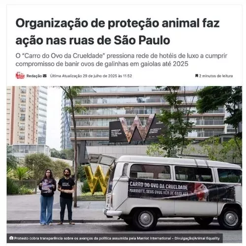 Captura de tela da notícia do Carro do Ovo da Crueldade