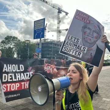 Manifestação no período da manhã em frente a sede da Ahold Delhaize