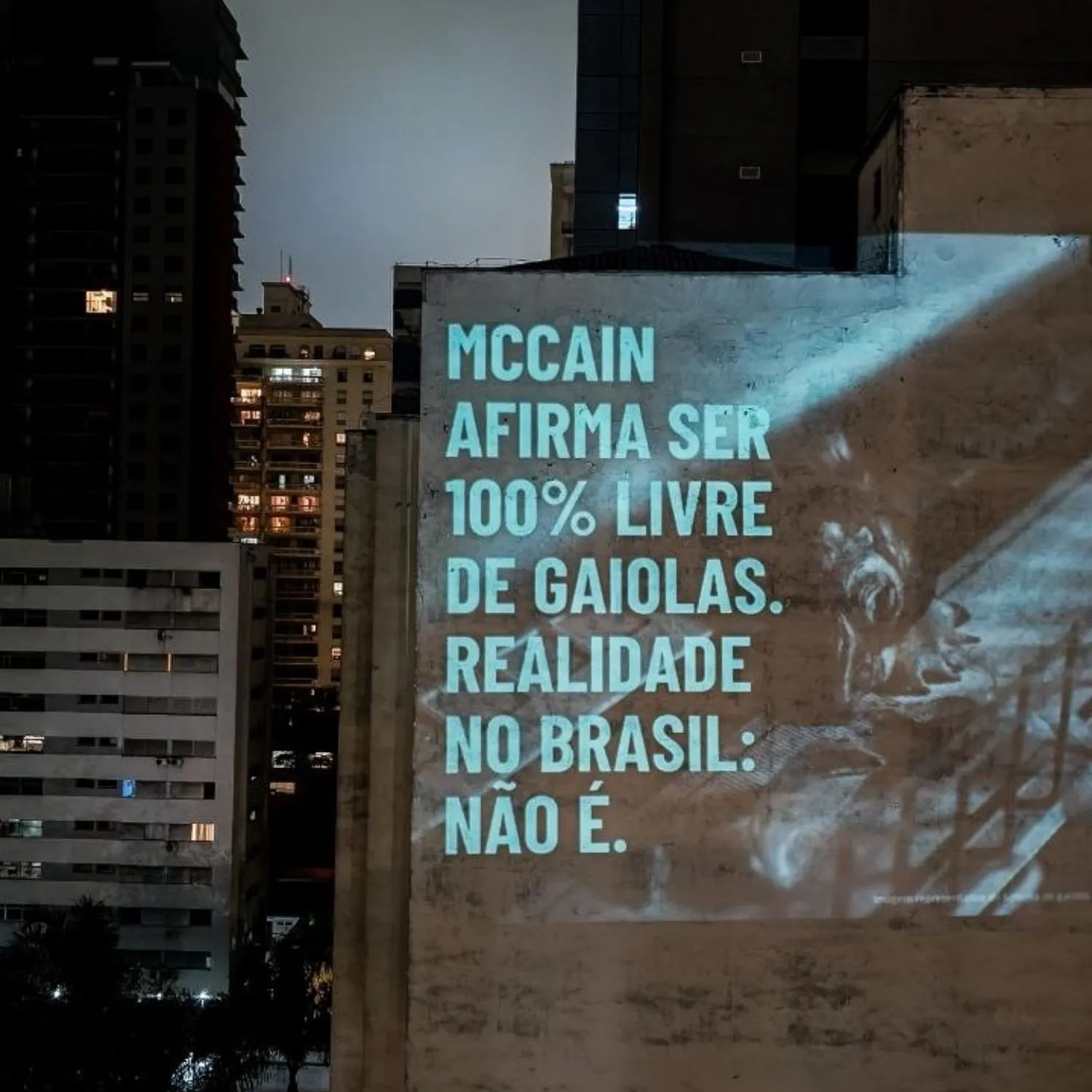 Projeção em São Paulo expõe contradição da McCain Foods no Brasil